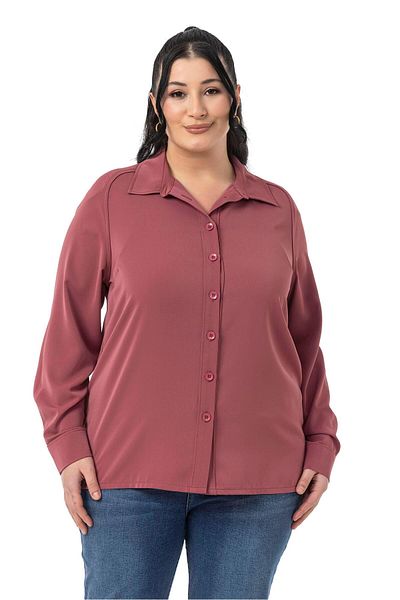 DISENTIS MODEST Πουκάμισο Dusty Rose με μανίκια Raglan Plus Size