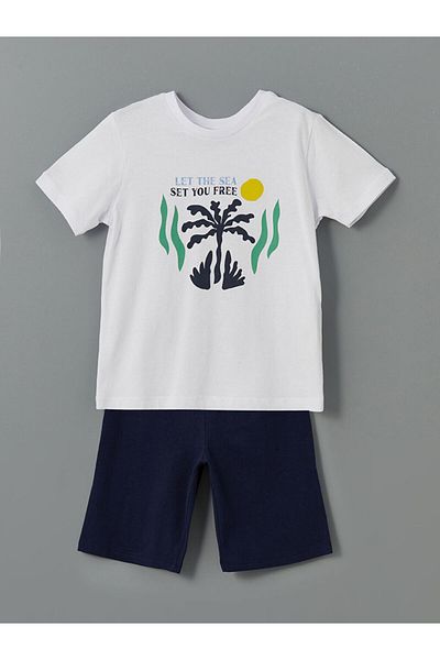 LC Waikiki Set de pijamale LCW ECO pentru bărbați cu gât și pantaloni scurți