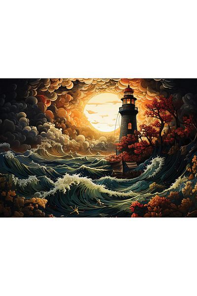 Art Puzzle Storm Lighthouse 1500 Piece Puzzle