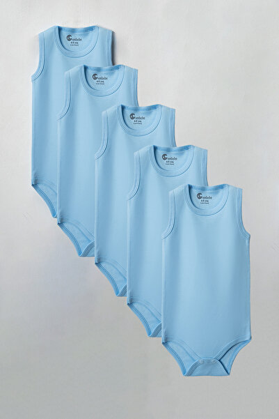 CemBebe 5 Pieces of Children's Bodysuit with Snap Fasteners for Ages 0-9 - Sp...