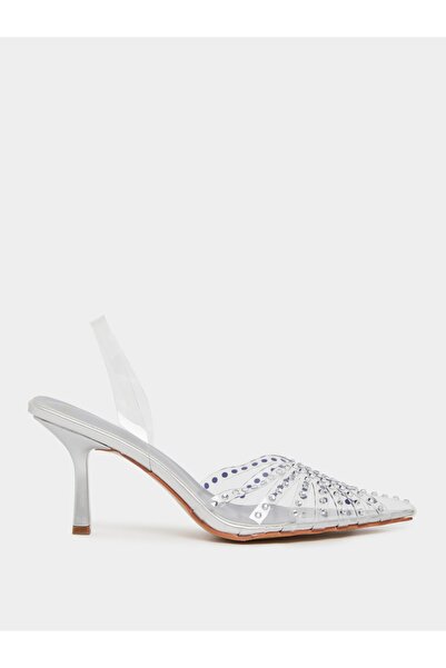 Styli Embellished Pointed Toe Slingback Pumps