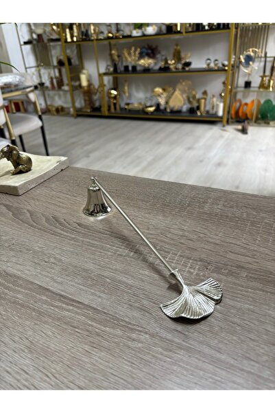 Mercan Tasarım Atölyesi GİNGKO YAPRAKLI METAL MUM SÖNDÜRÜCÜ-GÜMÜŞ