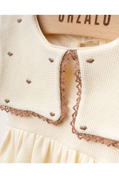 Jammybaby Baby Girl 100% Tumr Kursali Waffle Pajamas and Accessories Set-Cream