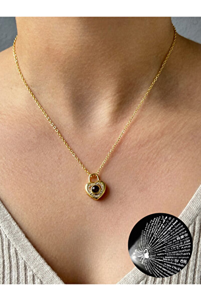 M Miel قلادة أنا أحبك بتفاصيل قلب بـ 100 لغة