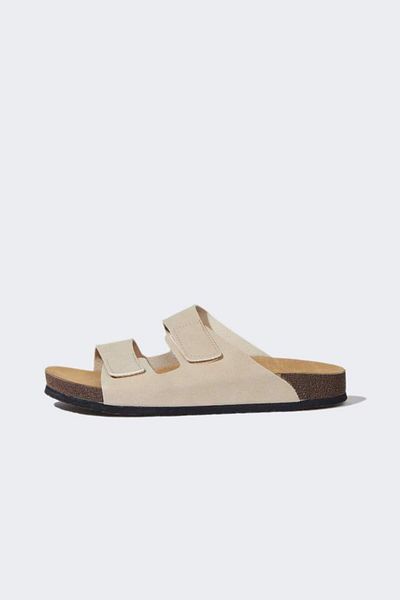 DeFacto New Season Men's Flat Sole Double Banded Faux Leather Slippers