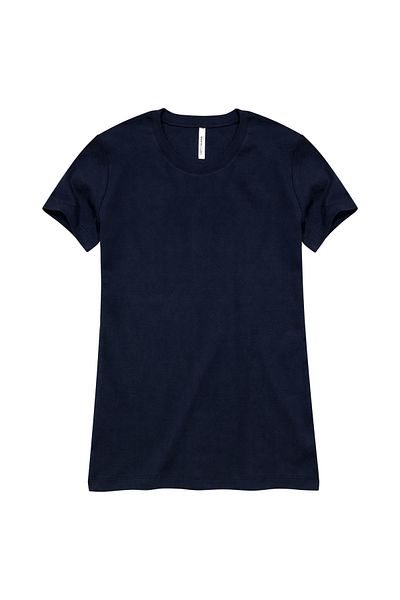 Cottonland Tricou din bumbac cu mânecă scurtă, cu gâtul în formă de O, 1x1, cu nervuri flexibile, ALBASTRU ÎNCHIS