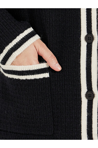 Styli Regular Fit Longline Cardigan with Contrast Detailing