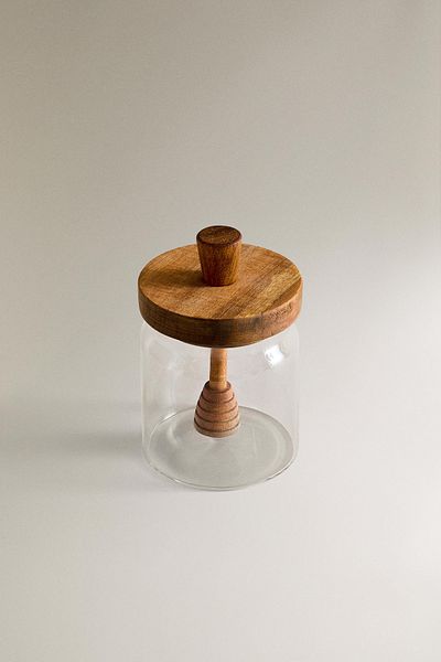 Yazz Atelier Borosilicate Glass Wooden Honey Jar