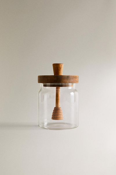 Yazz Atelier Borosilicate Glass Wooden Honey Jar