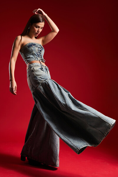 its basic Γυναικείο T. Τζιν Χρώμα 4S5-75 Super Loose Cut Elaphant Leg 100% Koton Σχέδιο Τζιν Τζιν