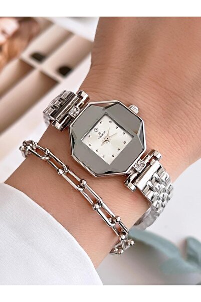 Coliseum Özel Tasarım Vintage Seri Aynalı Kasa Kadın Kol Saati+Bileklik Hediyeli CL8645.A01