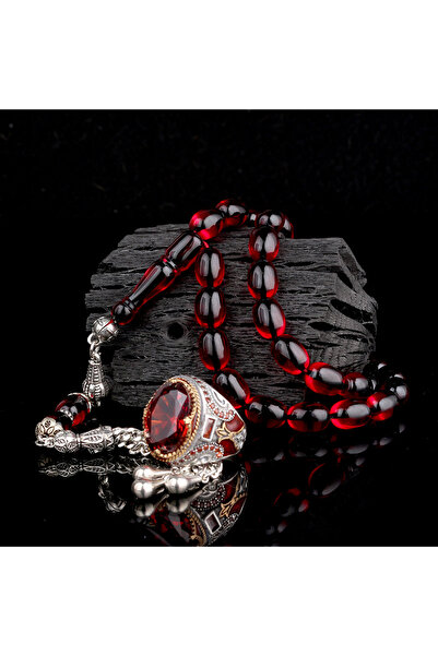 Senin Silver 925 Ayar Gümüş Erkek Yüzük Akik Taşlı & Doğal Akik Taşlı Tesbih