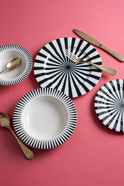 tabakevi TABAK EVİ Porselen Nera Yemek Takımı 6 Kişilik 24 Parça BNS24YKPRS1107