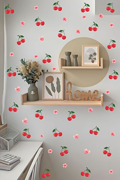 Aysha Tasarım Kiraz Deseni Temalı Duvar Sticker
