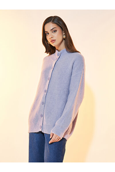 Styli Longline Front Button Placket Knitted Cardigan