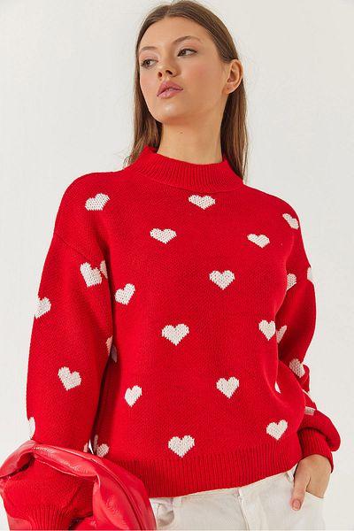 Bianco Lucci Women's Heart Patterned Knitwear Sweater 20246913