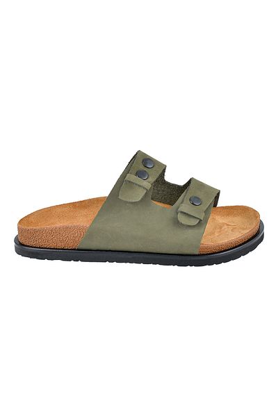 Moosefield Genuine Leather Khaki Women's Slippers