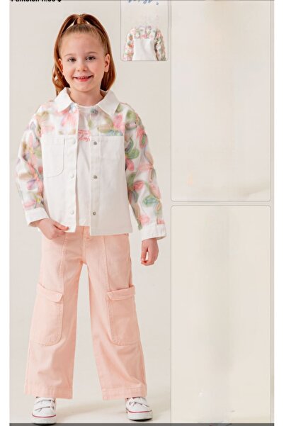 Uğur bebe Set de buzunar cargo din pânză Ciceklid cu model de flori albe din ...