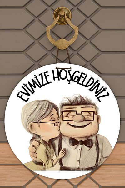 Dormot Home Modern Door Ornament - White Sweet Couple - Digital Wood Printing - Individual Custom Design Outdoor Door Ornament
