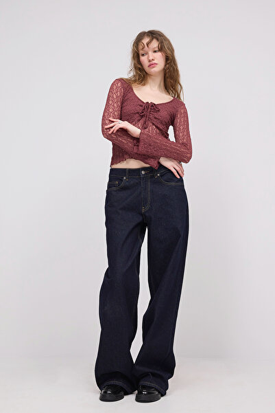 Addax Bluză din dantelă adunată în față B17002-N4