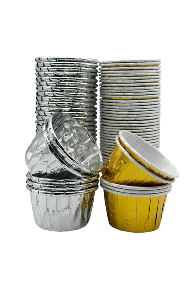 MODGER Gold ve Silver Muffin Kek Kapsülü Altın Gümüş 50li - V