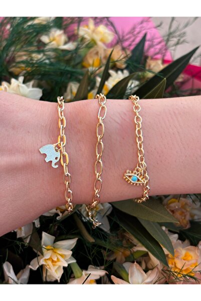 REYNA Gold / Silver Set Bileklik Model 3’lü Bileklik Set