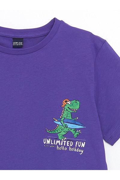 LC Waikiki Crew Neck Dinosaur Printed Boys' T-Shirt