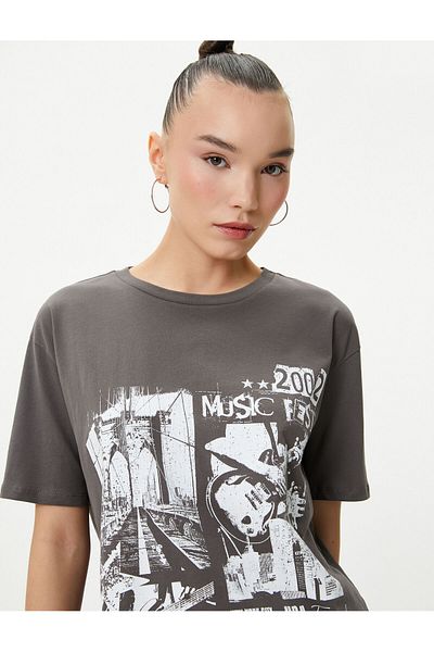 Koton Printed T-Shirt Short Sleeve Crew Neck Comfortable Fit Cotton