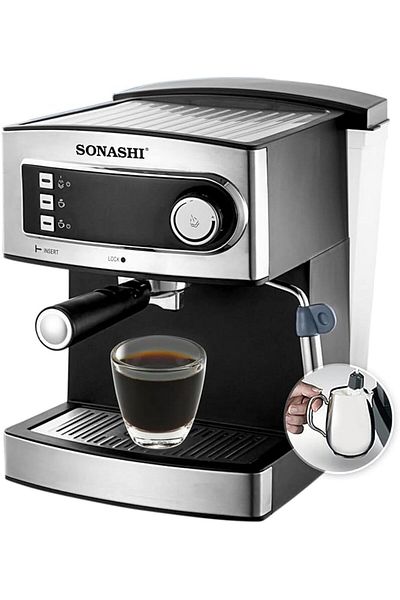 sonashi 2-in-1 Coffee Maker – 850W, Touch Button, Ulka Italy Pump, Steam Nozzle,Overheat Protection