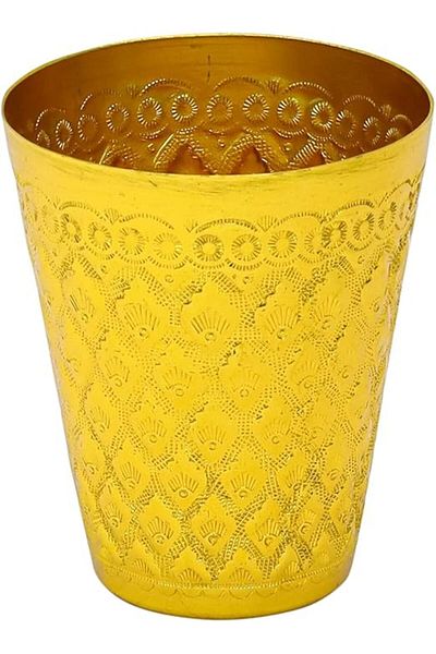 Winds Trading Aluminum Drinking Glasses, Coffee/Tea Cup, Chilling Beer Glass, Gold Color (7x9cm)