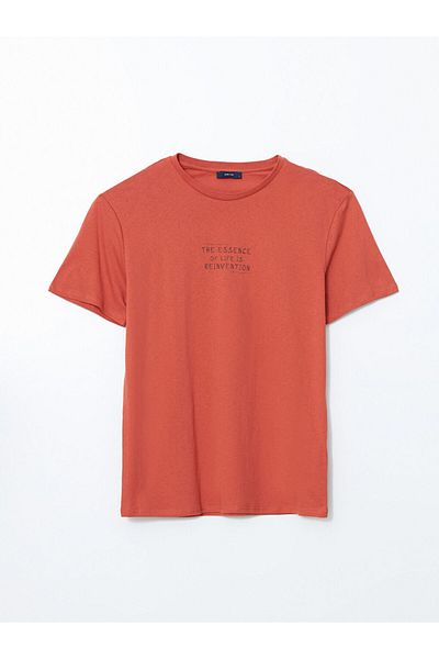 LC Waikiki New Season Crew Neck Κοντό μανίκι εμπριμέ χτενισμένο βαμβακερό ανδρικό Tisort - S5KJ21Z8