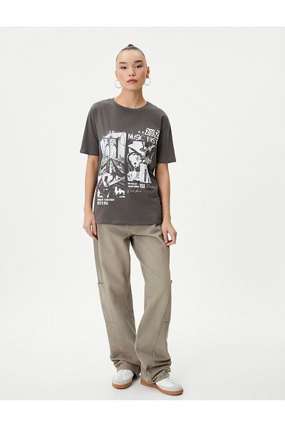 Koton Printed T-Shirt Short Sleeve Crew Neck Comfortable Fit Cotton