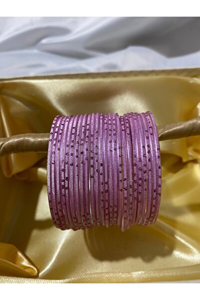 Home Açık Pembe Hint Alüminyum Bilezik Seti (24'lü) – Zarif ve Işıltılı