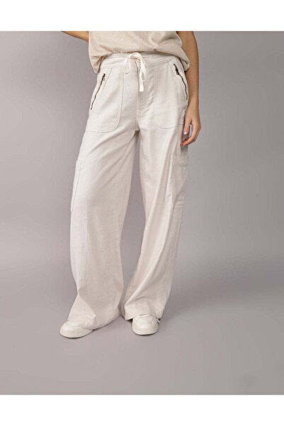 AMERICAN EAGLE AE Dreamy Drape Linen-Blend Baggy Wide-Leg Cargo Pant