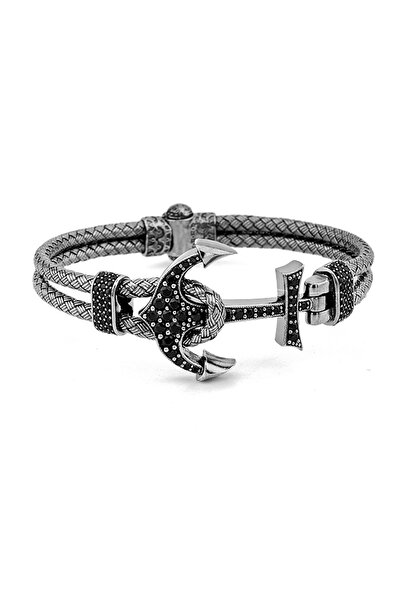 Love Me Özel Üretim Tamamı Elişi 925 Ayar Gümüş Oxit Renk Kadın Erkek Çapa Bi...