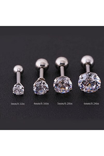 Choice 3-6mm Steel 4 Pairs/set Elegant & Sparkling Faux Diamond Stud Earrings...