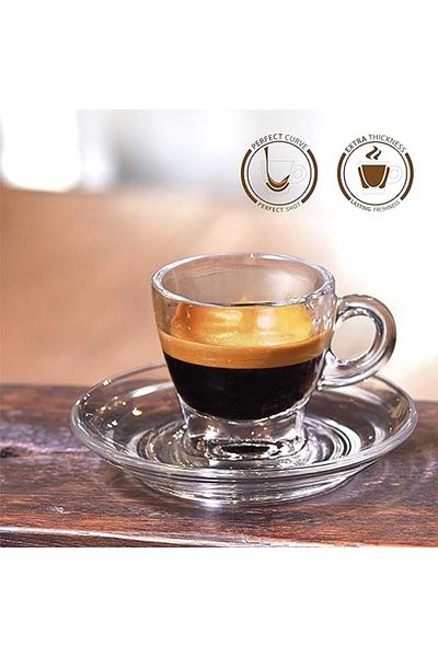 Ocean Caffe Espresso Cup & Saucer Set, 70ml, Set of 6 – Espresso, Tea, Coffee, Cappuccino,Latte Cup
