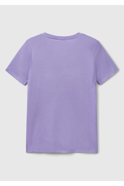 United Colors of Benetton Γυναικείο Μωβ 100% βαμβακερό T-Shirt Basic με λαιμόκοψη