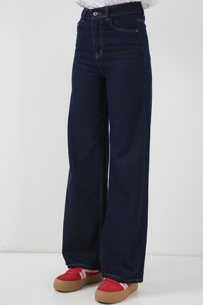 Bigdart Γυναικείο φαρδύ παντελόνι με ψηλόμεσο Palazzo Jeans 6656 - K. Navy Blue