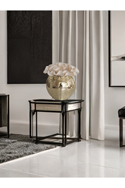 IŞILTI HOME DESIGN Mirror Glass Vase Round Light Gold Medium Size