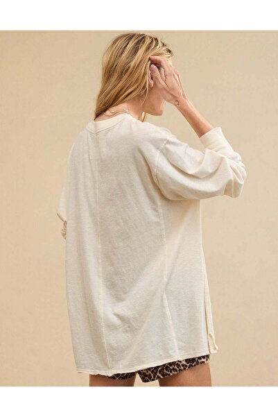 AMERICAN EAGLE Aerie Cozy Long Sleeve Oversized Graphic Boyfriend T-Shirt