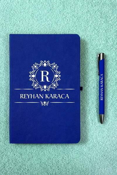 HediyeHanesi Kişiye Özel İsimli Lacivert Ajanda Not Defteri ve Kalem Seti 241...