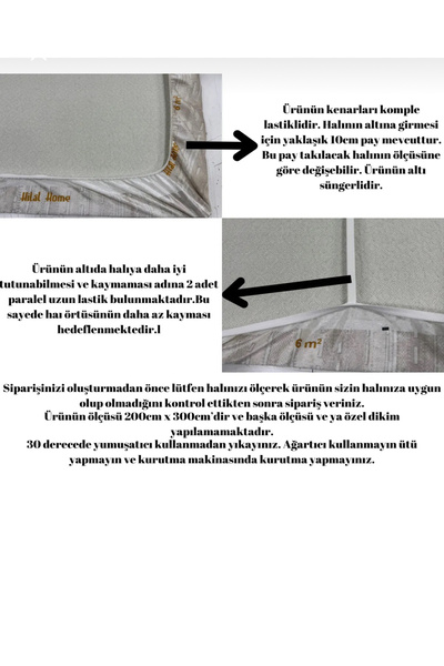 Coperta Home 6m² Süngerli Lastikli Halı Örtüsü No: 42