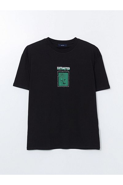 LC Waikiki New Season Crew Neck Κοντό μανίκι εμπριμέ χτενισμένο βαμβακερό ανδρικό Tisort - S5J849Z8