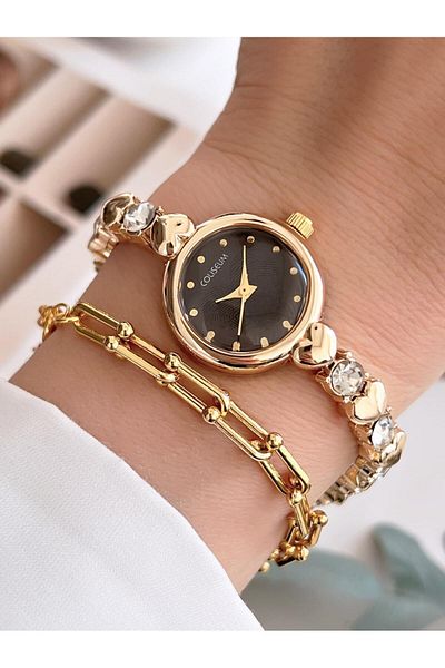 Coliseum Special Design Vintage Series Stone Cord Model Women's Wristwatch + Bracelet Gift Cl8745.C02