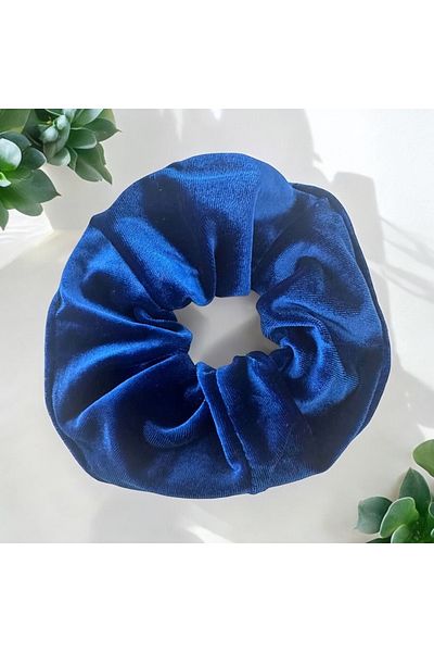 alsaccessories Μπλε βελούδινη Scrunchie Scrunchie Barrette, Κλιπ μαλλιών