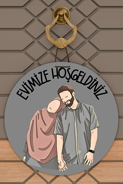 Dormot Home Moderni drveni sivi znak "Dobrodošli u naš dom" sa dvostrukim vra...