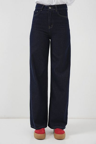 Bigdart Women's Loose Wide Leg High Waist Palazzo Jeans 6656 - K. Navy Blue