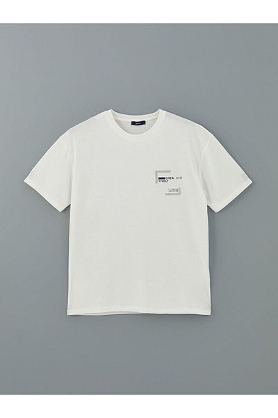 LC Waikiki New Season Crew Neck Κοντό μανίκι εμπριμέ χτενισμένο βαμβακερό ανδρικό Tisort - S5J828Z8
