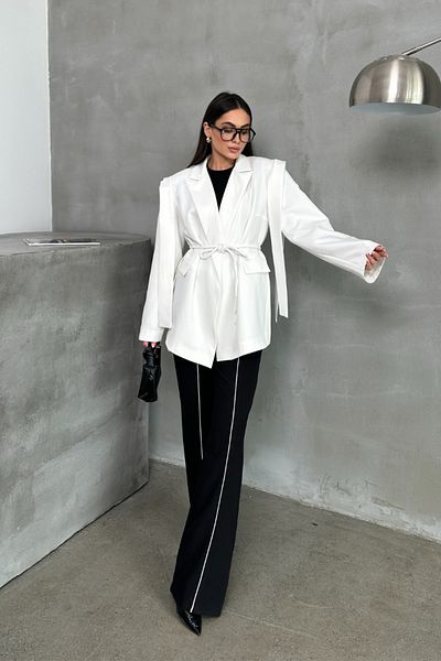msm fashion Übergroßer Damen-Blazer – mit Gürtel und Schulterdetail